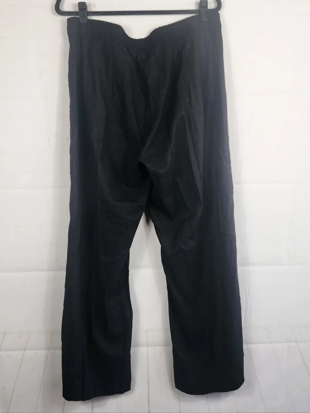 Soft Surroundings Sonoma Black Linen Blend Side Button Wide Leg Pull-On Pants L